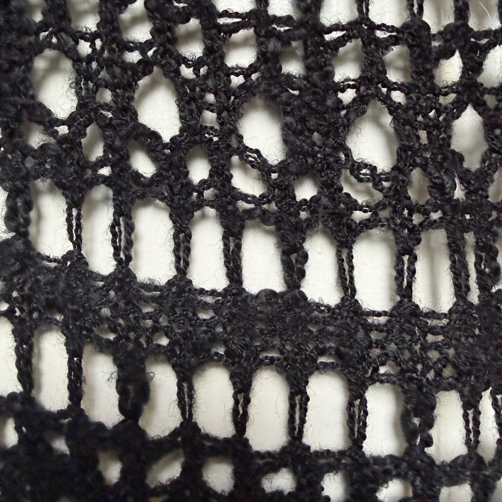 Womens Black Crochet Knit Open Front Fringe Vest Boho Festival Sleeveless Layer - Picture 3 of 9